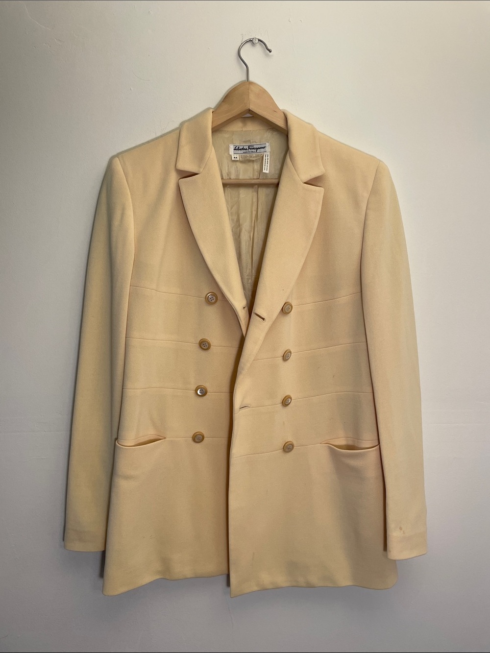 Salvatore Ferragamo Vintage 1980s Double-Breasted Cream Jacket Size M